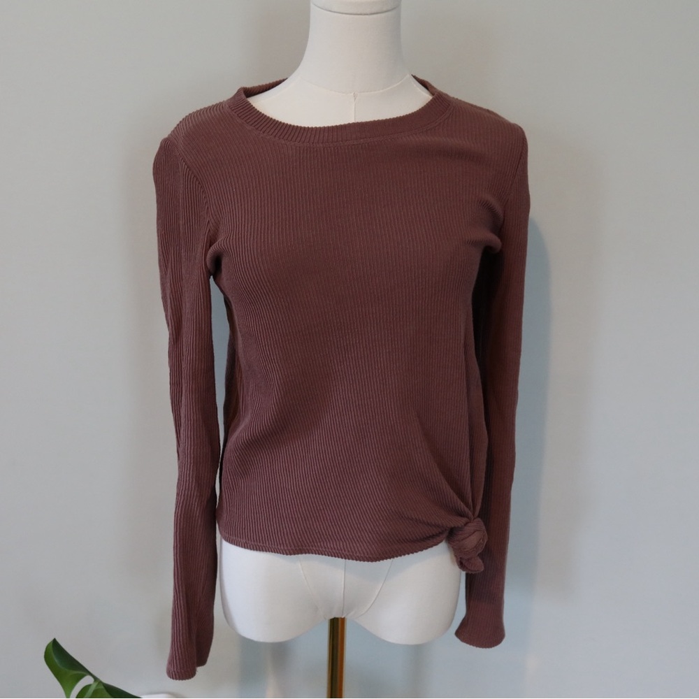 Women's Ribbed Long Sleeve Top - Mauve